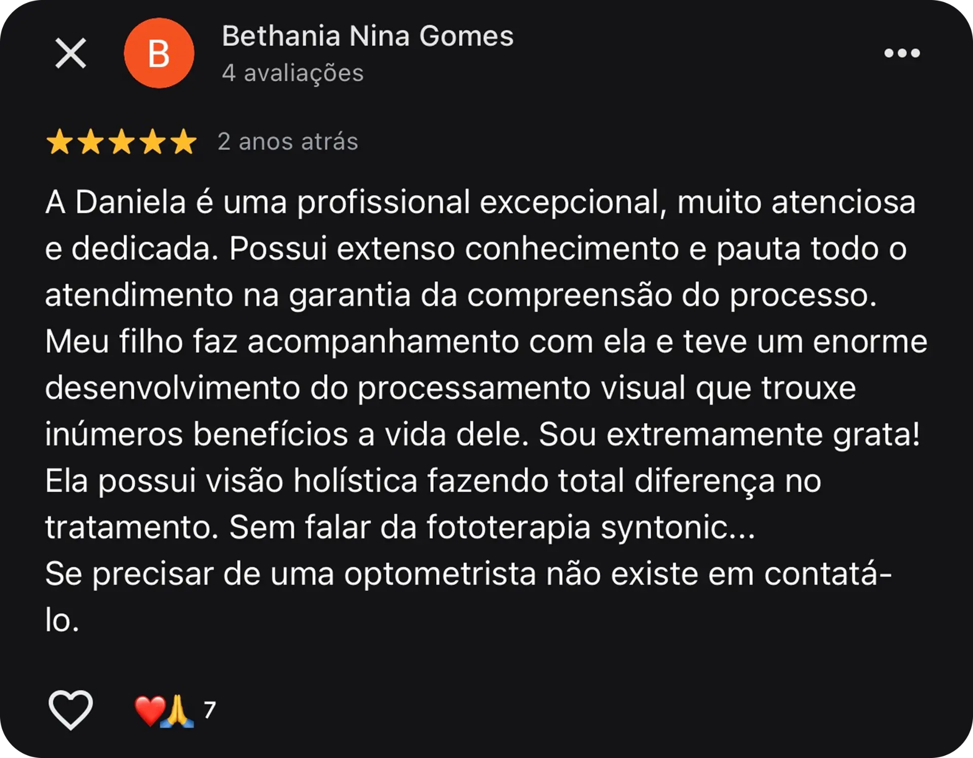 Depoimento de mãe atendida pela Dra. Daniela Yoshida 1